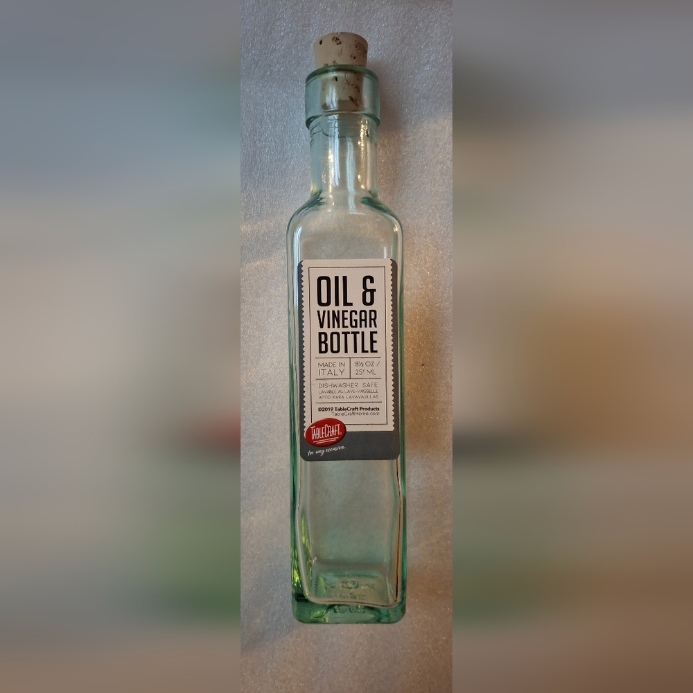 TableCraft Oil & Vinegar Clear Glass / Cork Top Replacement 8.5oz Made In Italy
